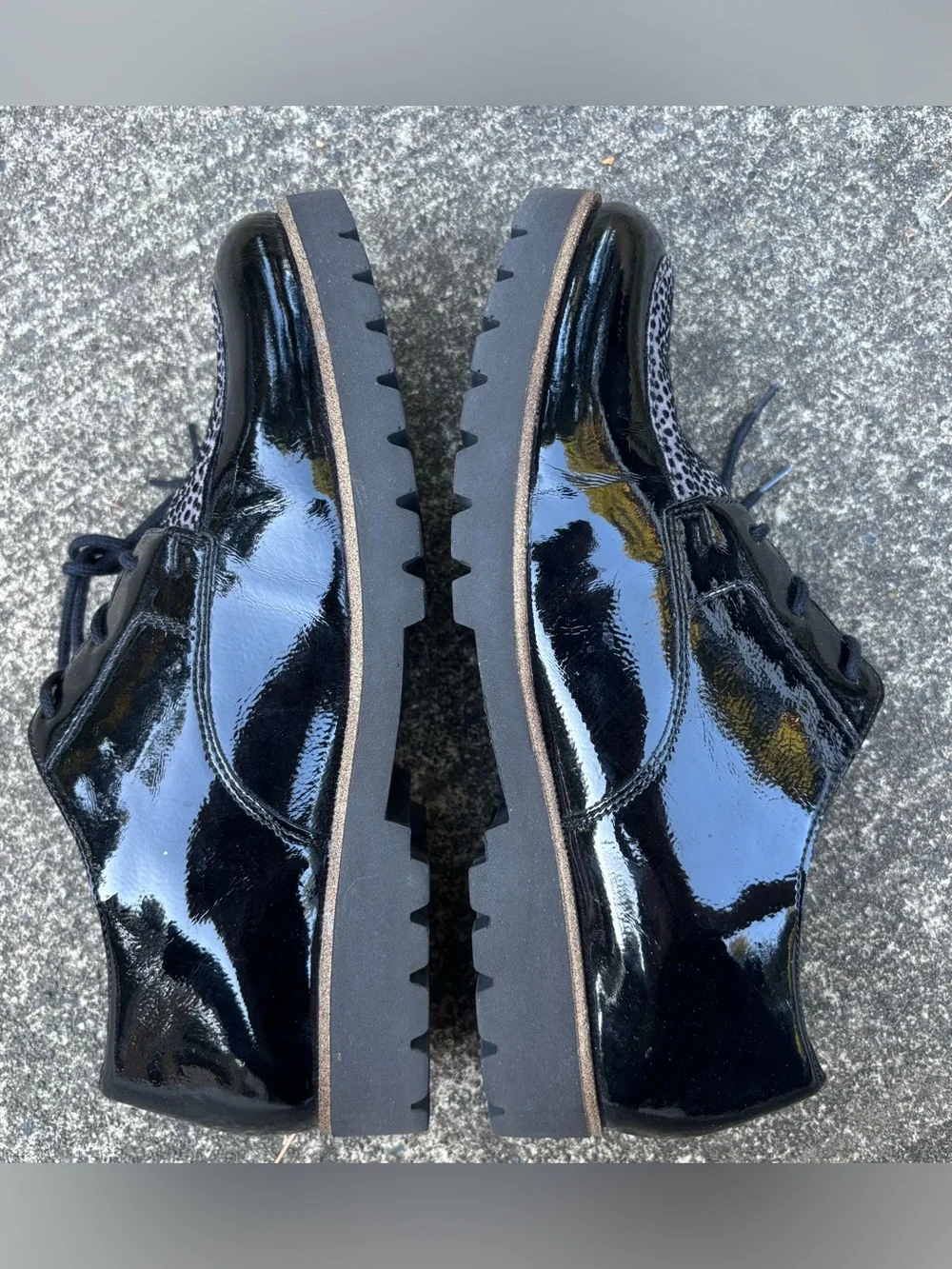 Remonte Patent Leather Animal Print Oxford Lug Shoes EU 39 US 8 - Picture 9 of 16